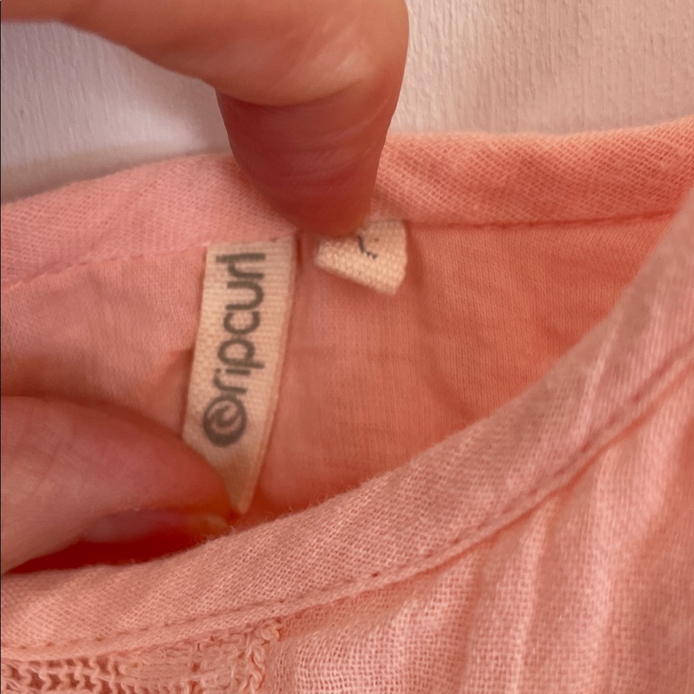 Rip Curl Flowy Peachy Pink Lace-Trim Mini Dress SzL - Picture 2 of 10